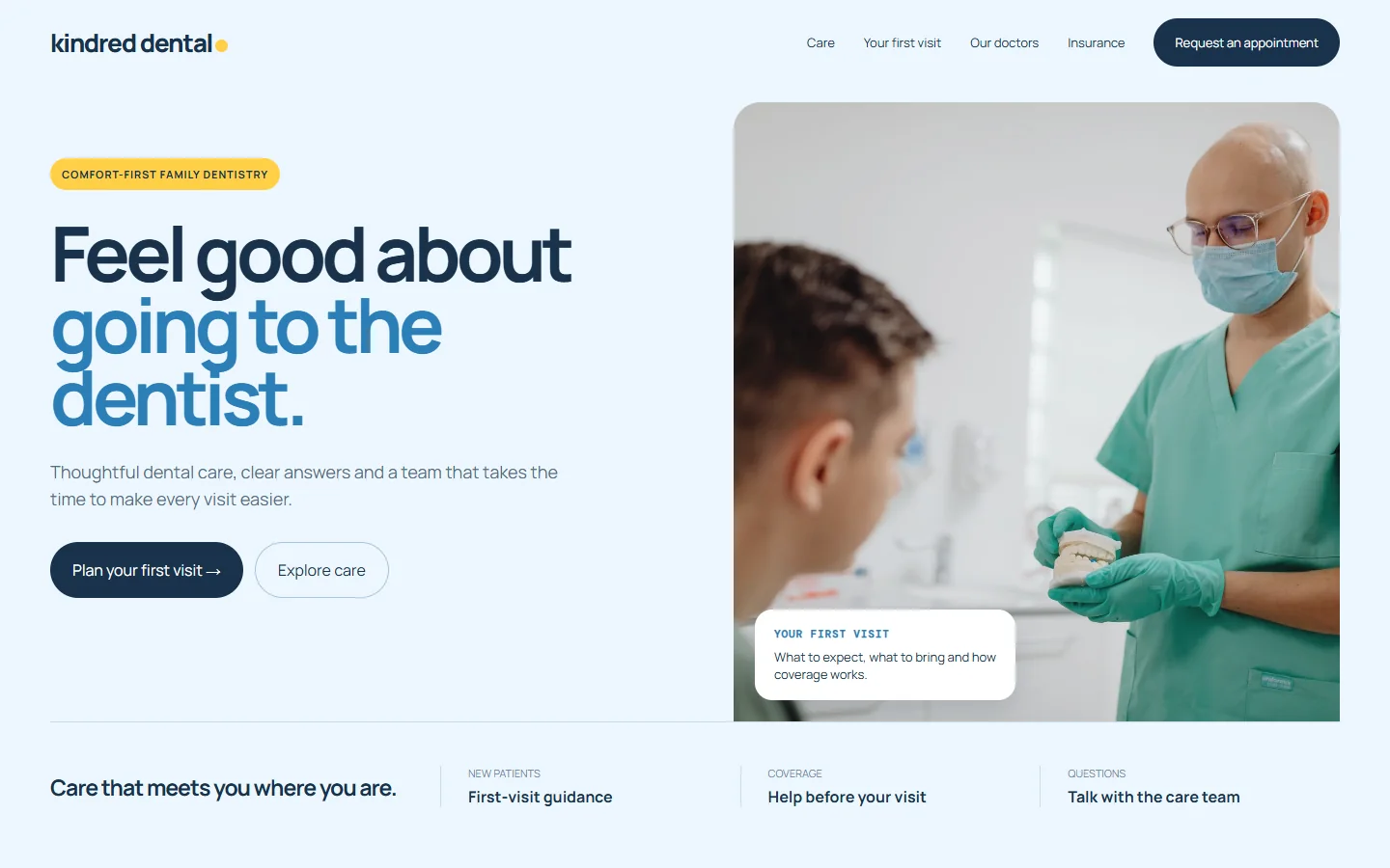 Kindred Dental website concept
